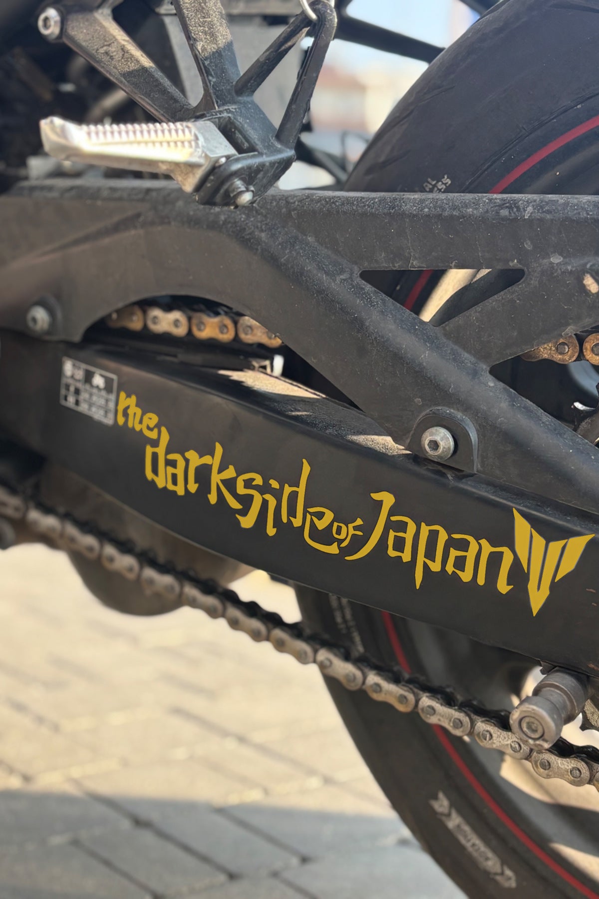 Motosiklet Yan Şase için Eğik The Dark Side of Japan Sticker Etiket