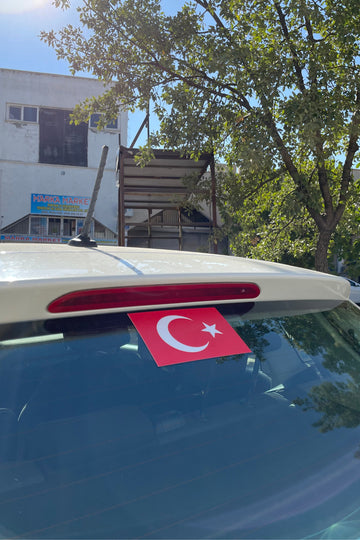 Araba Arka Camı için Türk Bayrağı Sticker Etiket 15CMx1OCM (1 Adet) 5 Yıl Solmama Garantili