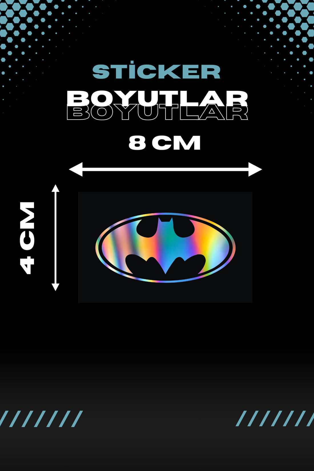 Dekoratif Hologramlı Batman Logo Sticker Araba-Motor için Etiket 8CMX4CM (1 Adet)