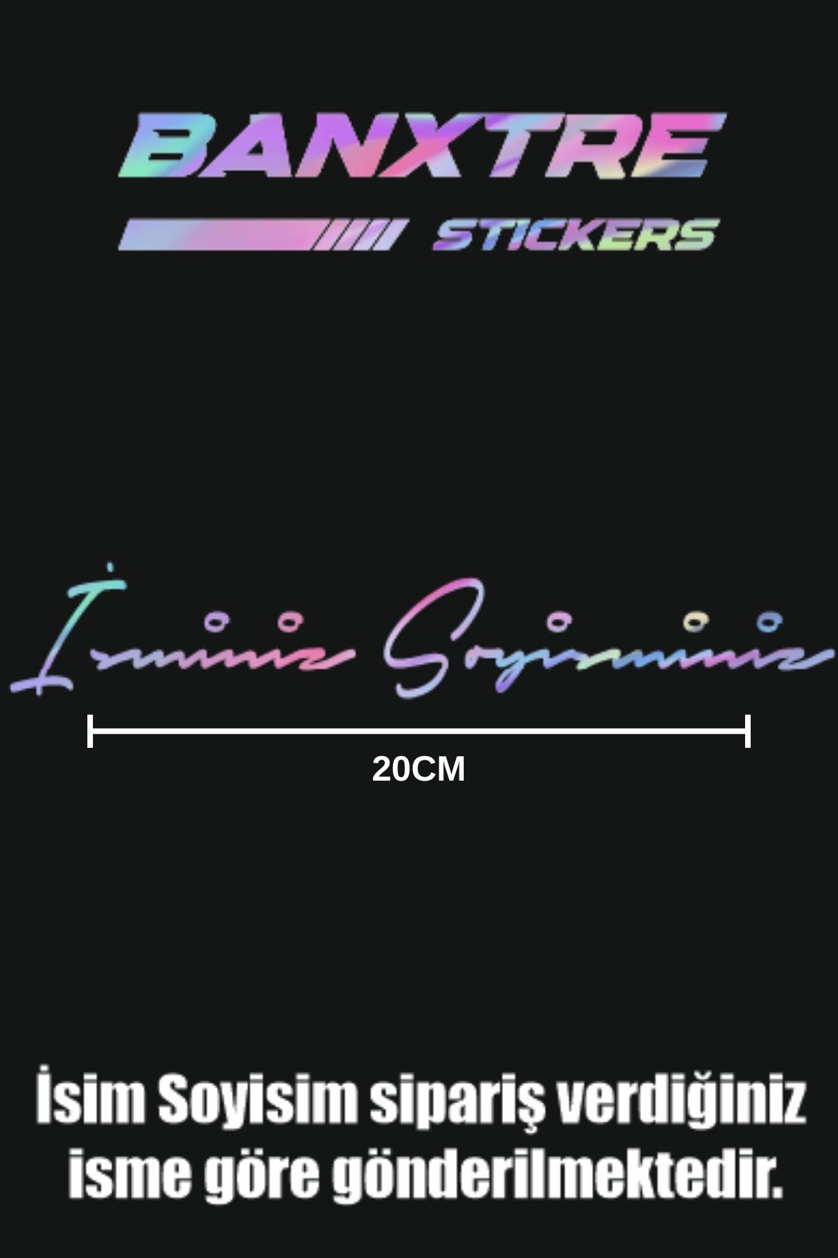 Motosiklet ve Araba için İmzalı İsim Soyisim Sticker (20CM) (Sipariş Verdiğiniz İsim Gönderilir)