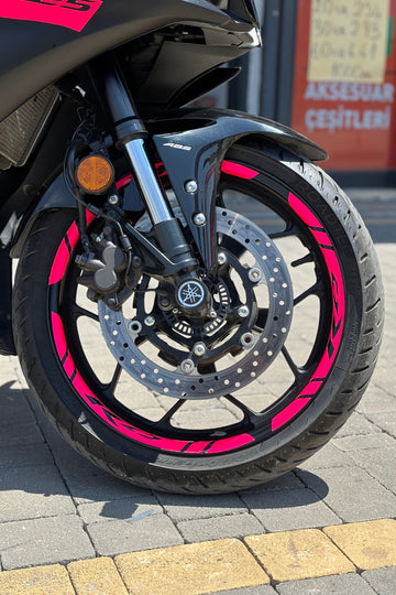 Yamaha R25 için Pembe Renk Jant Şeridi Sticker Etiket (12 Parça )