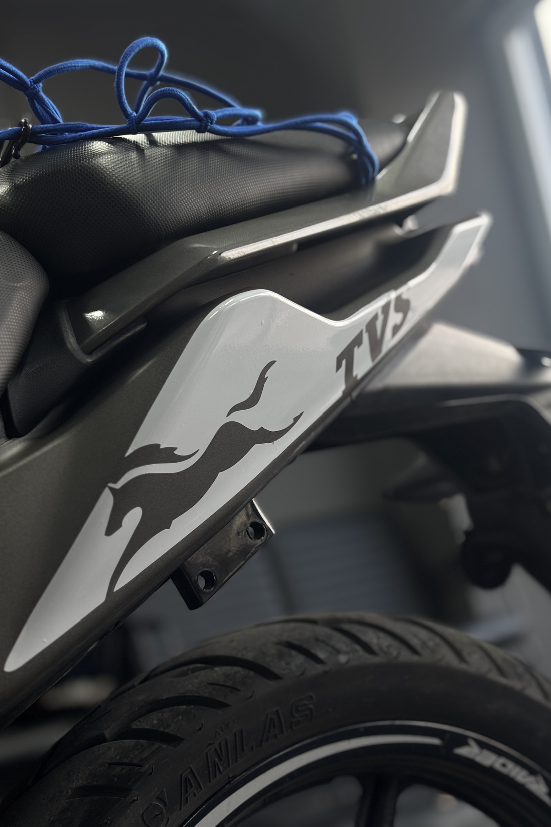 TVS Raider 125 için Arka Sele Altı TVS Logolu Kaplama Sticker (Sağ ve Sol)