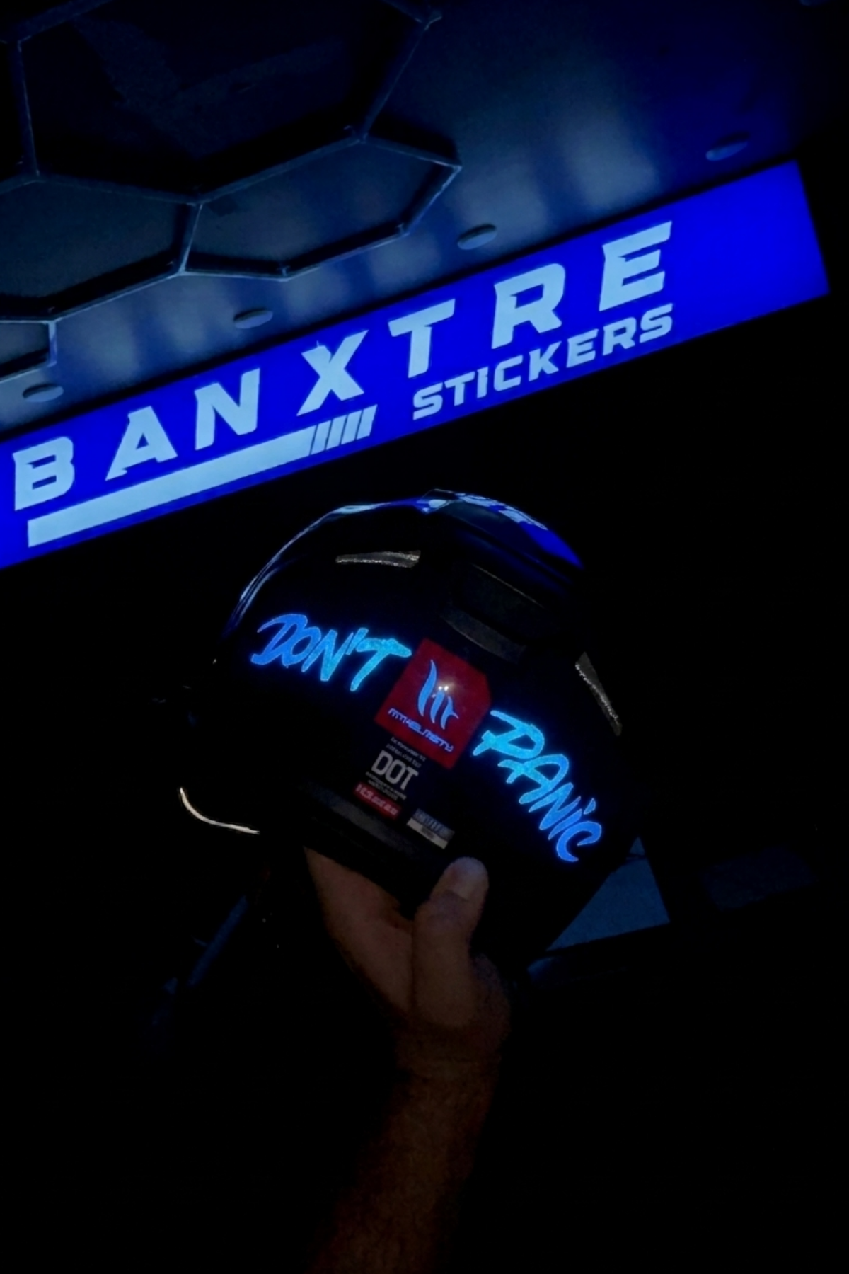 Motosiklet ve Kask için Reflektörlü Dont Panic Sticker