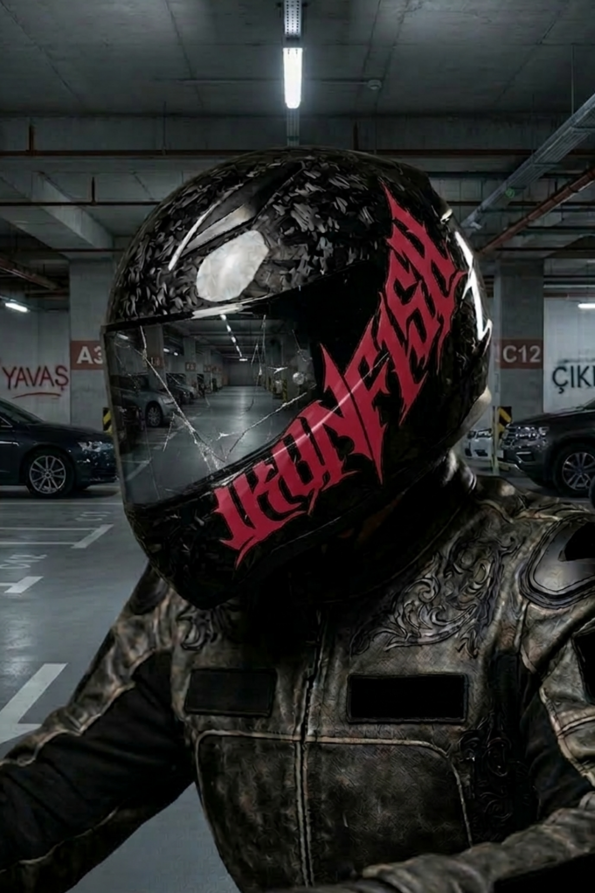Kask için Gotik Yazı Tipiyle IRONFISH Sticker Etiket (1 Adet)
