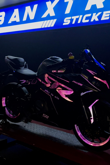 CFMOTO SR 250 Galaksi Mor Reflektörlü Komple Sticker Seti (Sağ Ve Sol)