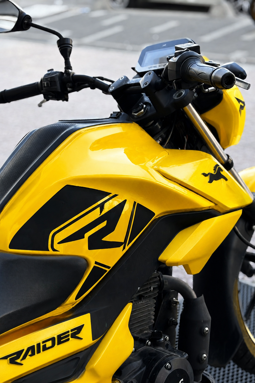 TVS Raider 125 için Depo Yanlarına R Logo Kaplama Sticker Seti (Siyah)