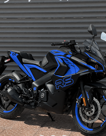Bajaj Pulsar RS200 için Reflektörlü Mavi Komple Sticker Seti