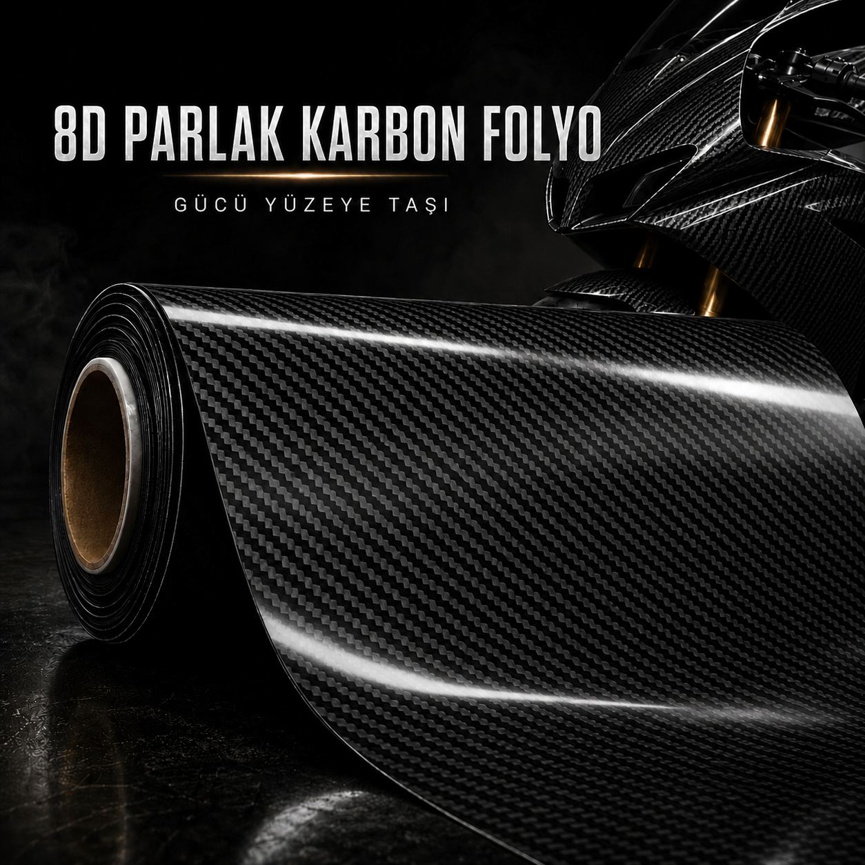 Motosiklet ve Araçlar için 8D Karbon Folyo Hava Kanallı Kaplama Folyosu