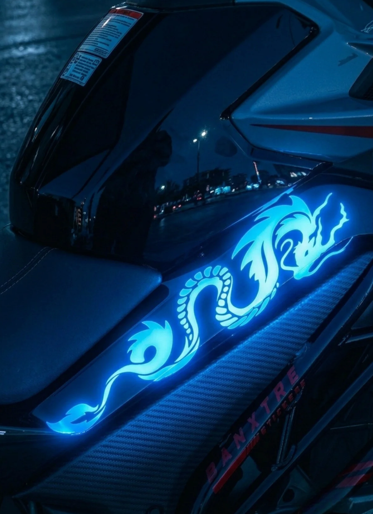 CFMOTO NK250 için Reflektörlü Mavi Ejder Sticker Seti
