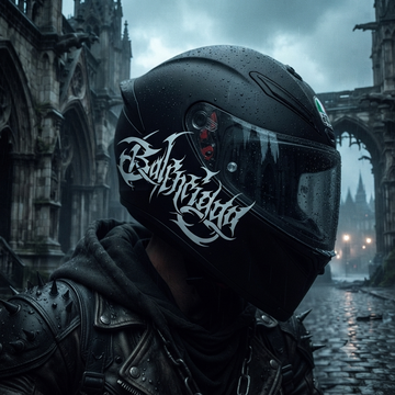 Motosiklet Kaskı için Gotik Yazı Tipiyle Balenciga Beyaz Renk Sticker