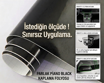 Motosiklet ve Araba için Tüm Yüzeylere Uygun Parlak Siyah Araç Kaplama Folyosu(İstediğiniz Ölçüde)
