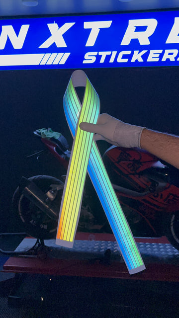 Motosiklet ve Kask için Spektrum Renk Geçişli Reflektör 6 Metre Işıkta Parlayan Şeritler
