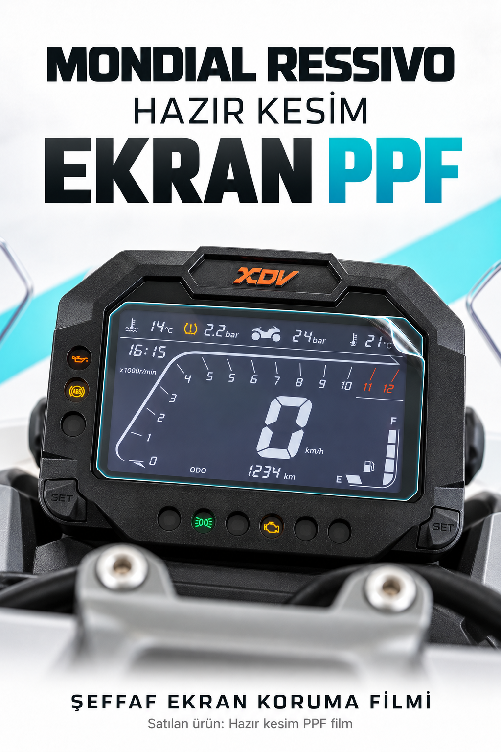 Mondial Ressivo Scooter için Hazır Kesim PPF Ekran Koruyucu Şeffaf Film