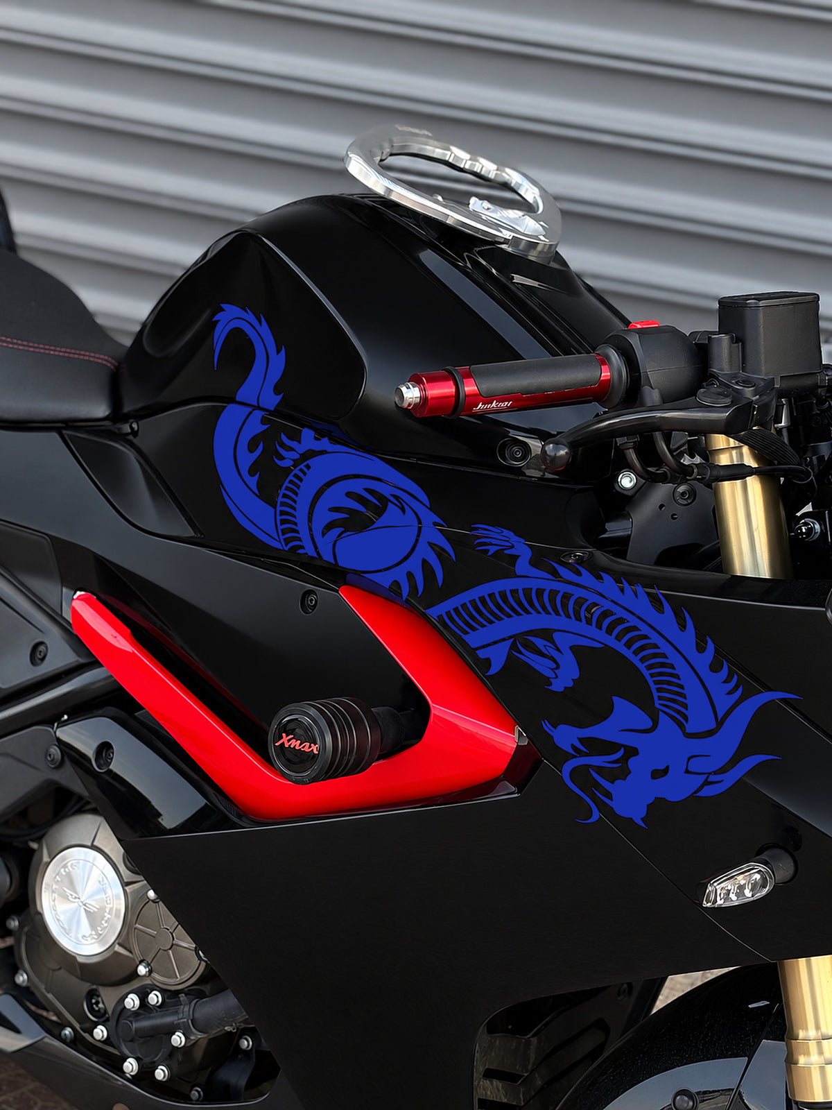 RKS SRK 125 için Kırmızı Renk Tam Uyumlu Ejder Sticker (Sağ Taraf)