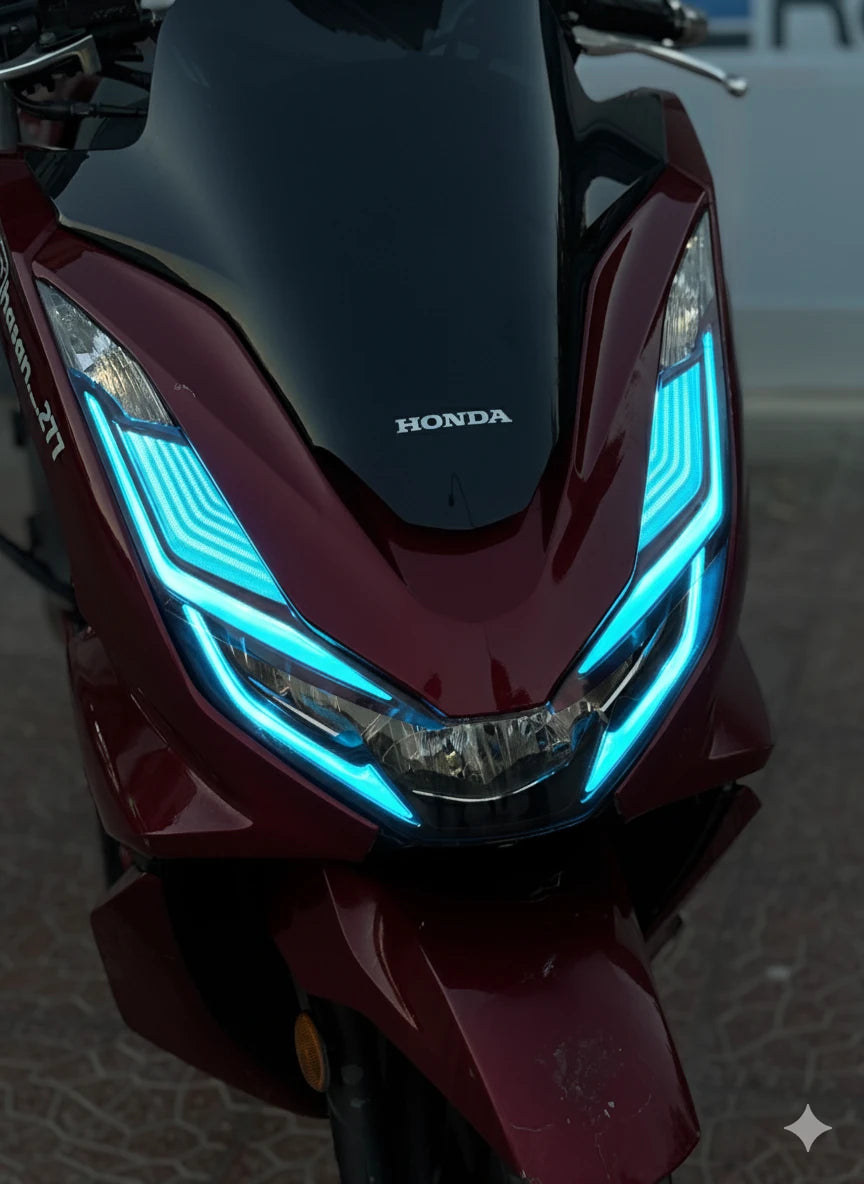 Honda PCX için Açık Mavi Far Tasarım Film Sticker Seti