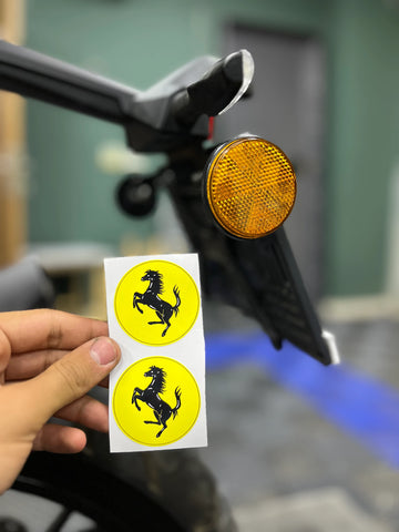 Motosiklet Kedigözü Reflektörü için Sarı At Yuvarlak Sticker (2 Adet)