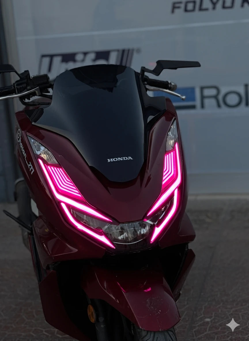 Honda PCX için Pembe Renk  Full Kaplamalı Far Tasarım Film Sticker