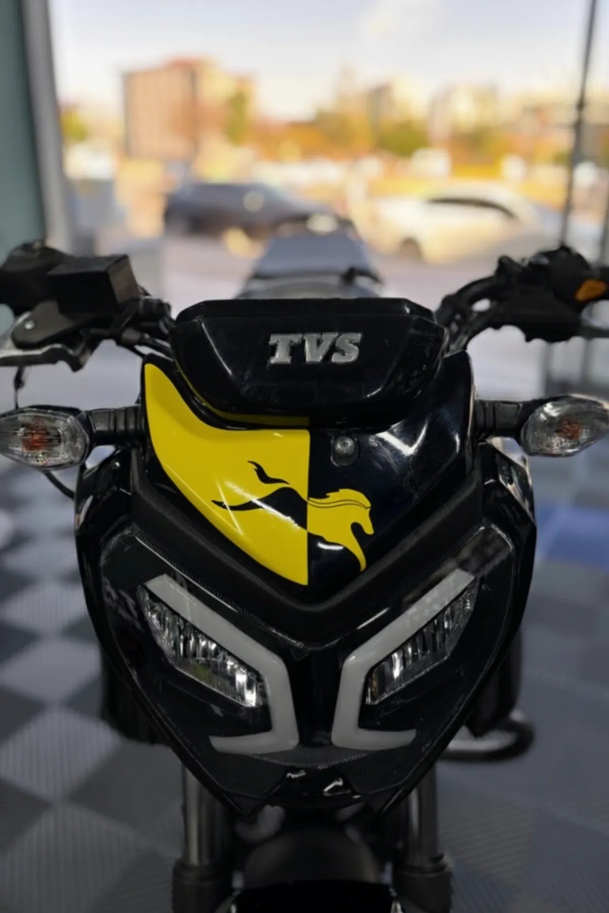 TVS Raider için Sarı At Logolu Kafa Detay Sticker Etiket