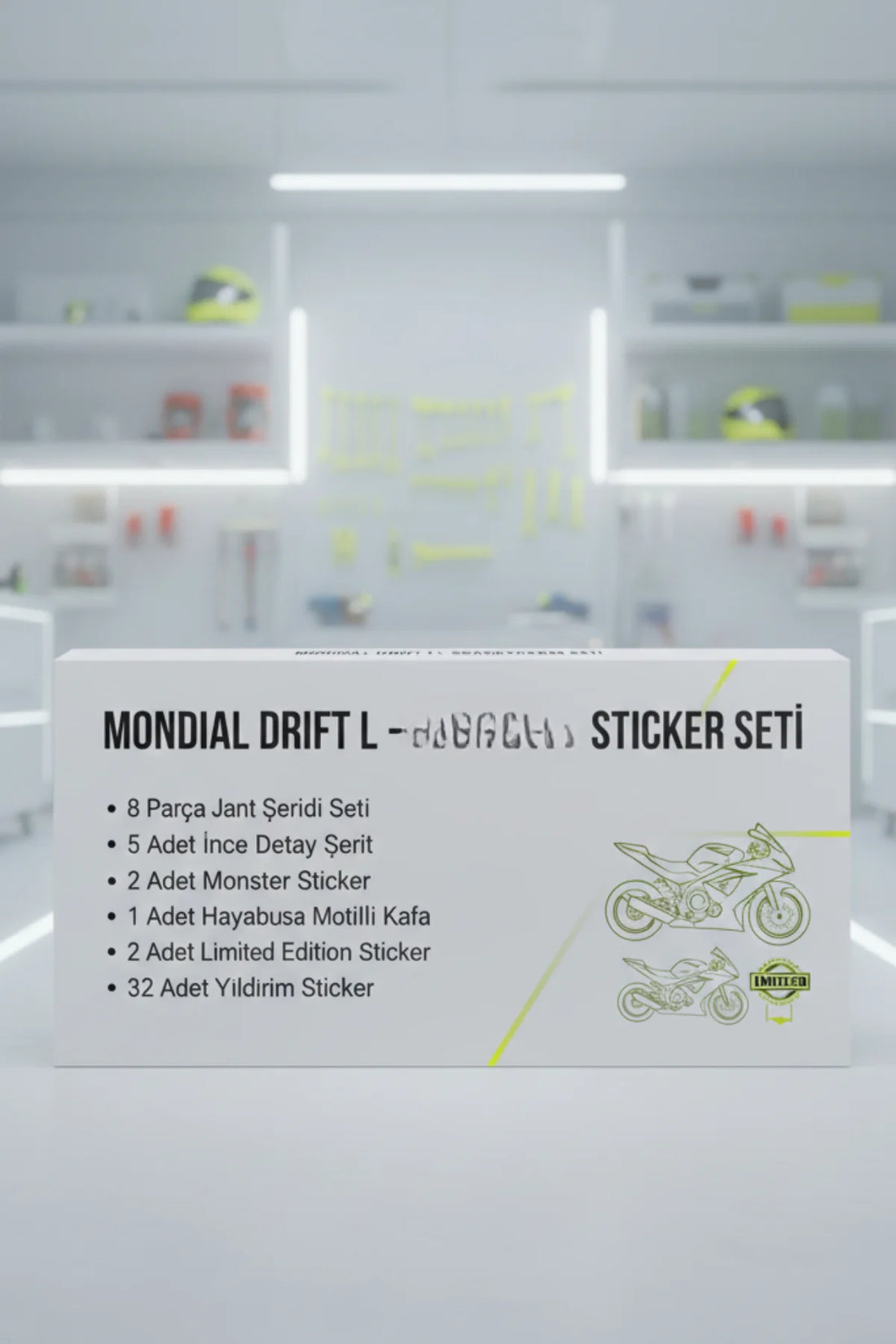 Mondial Drift-L için Beyaz Renk 51 Parça Komple Sticker Seti