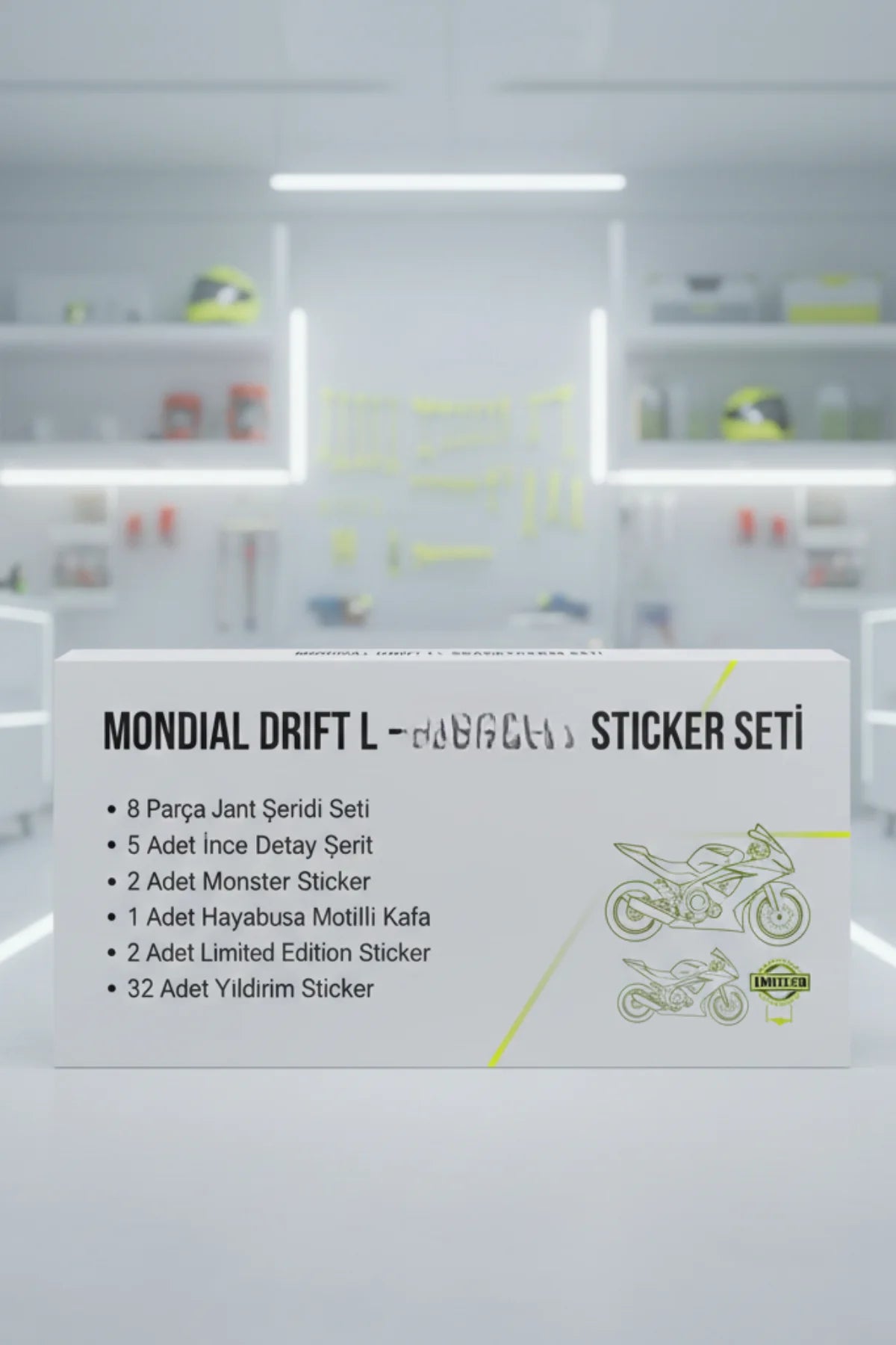 Mondial Drift-L için Beyaz Renk 51 Parça Komple Sticker Seti