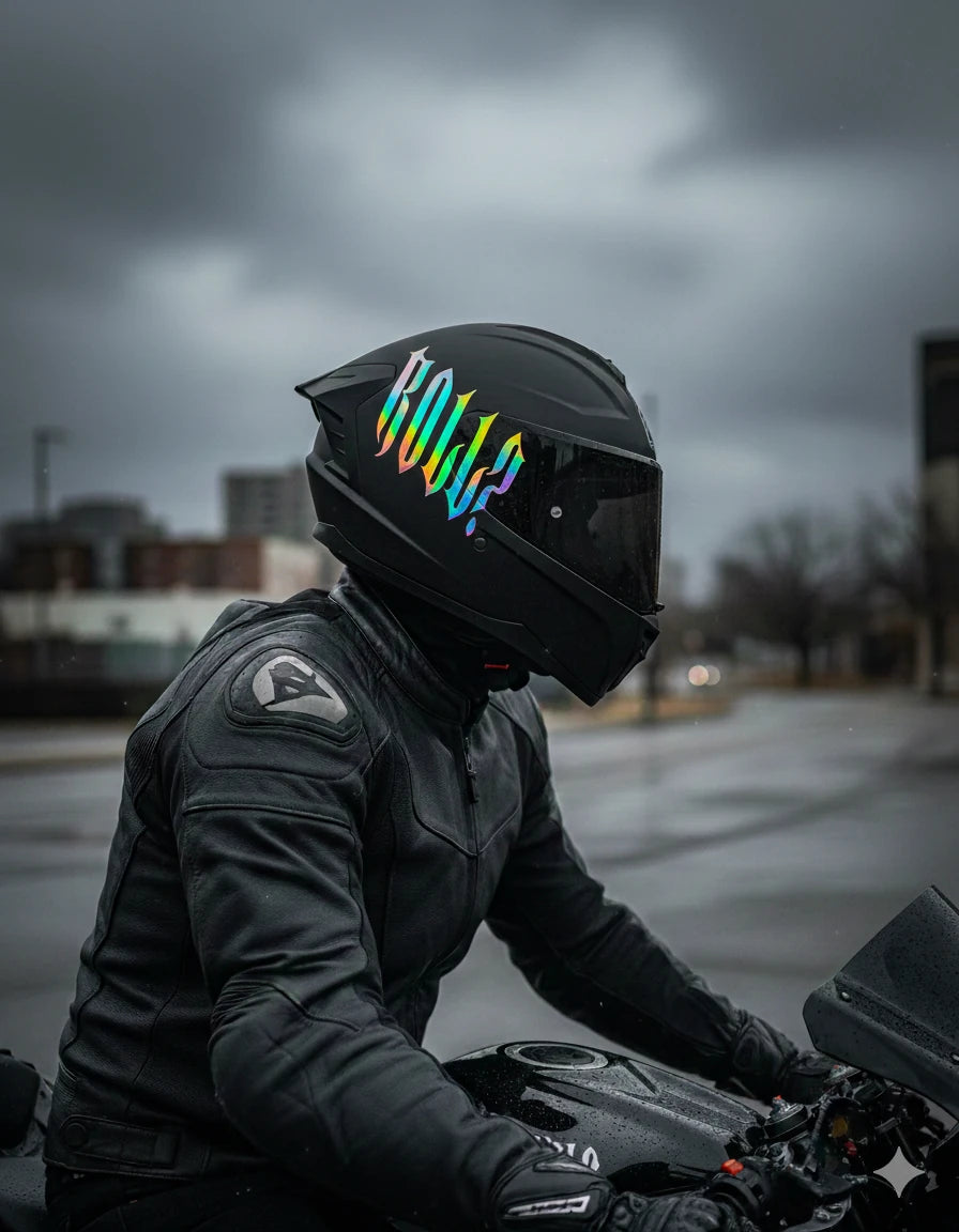 Kask için Gotik Yazı Tipiyle ROLL Yazılı Sticker Etiket (1 Adet )