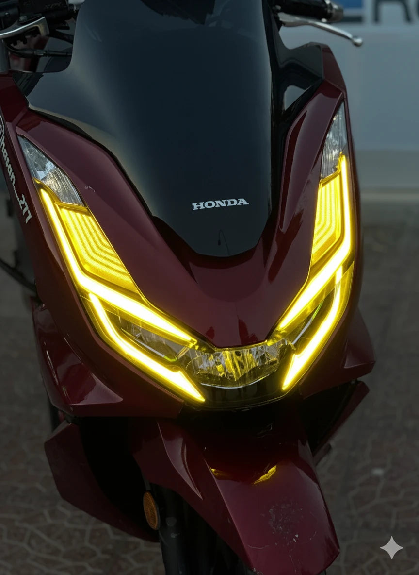 Honda PCX için Sarı Renk Full Kaplamalı Far Tasarım Film Sticker