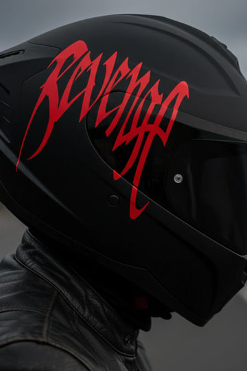 Kask için Kırmızı Renk Revenge Sticker (1 Adet)