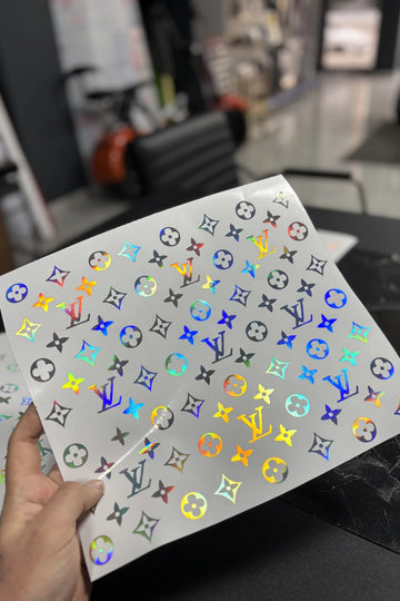 Motosiklet için Hologramlı Louis Vuitton LV Kaplama Sticker (25CMx25CM)