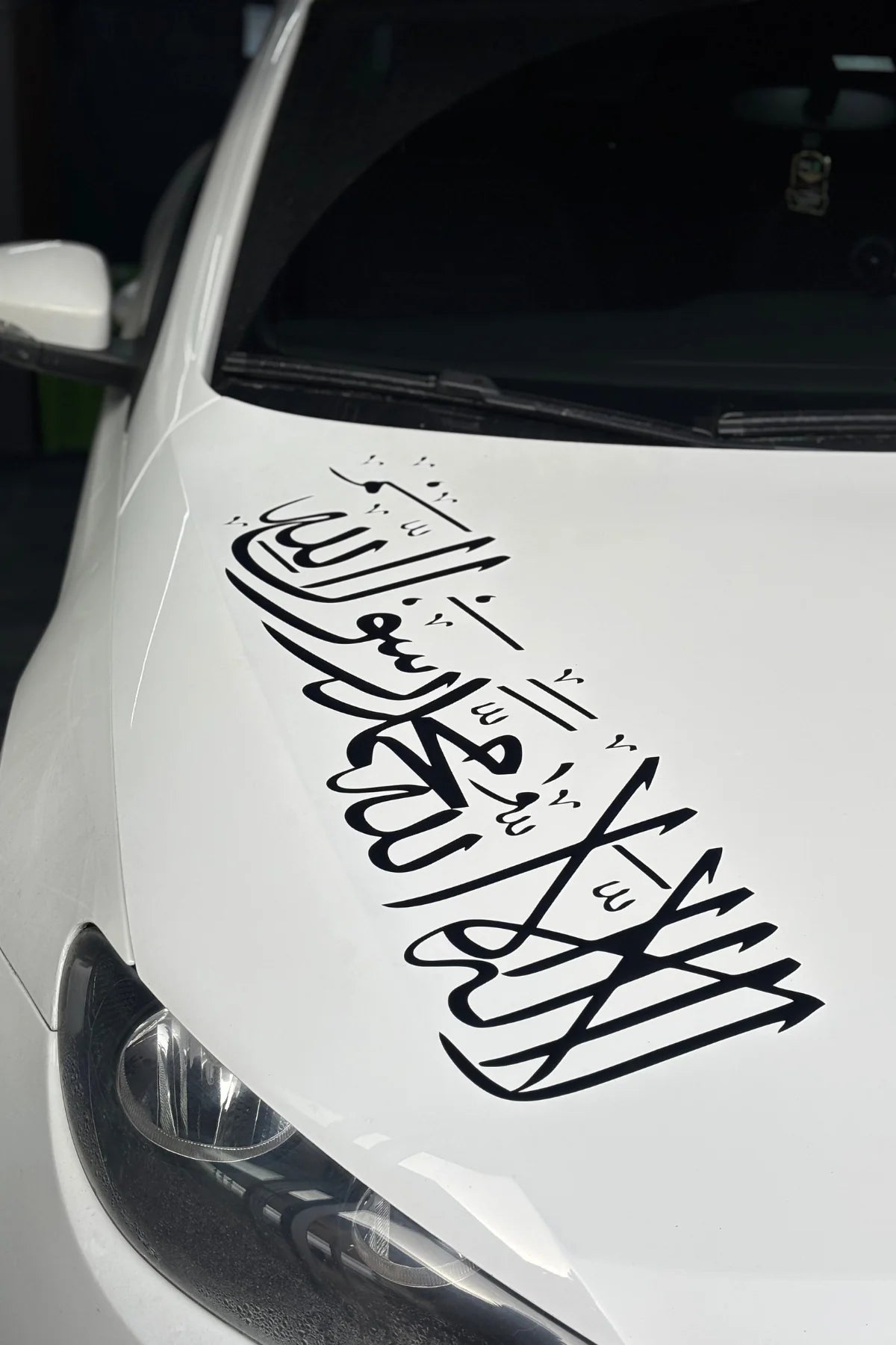 Araba Kaputu için Siyah Renk Kelime-i Tevhid Sticker Etiket (70CMx24CM)