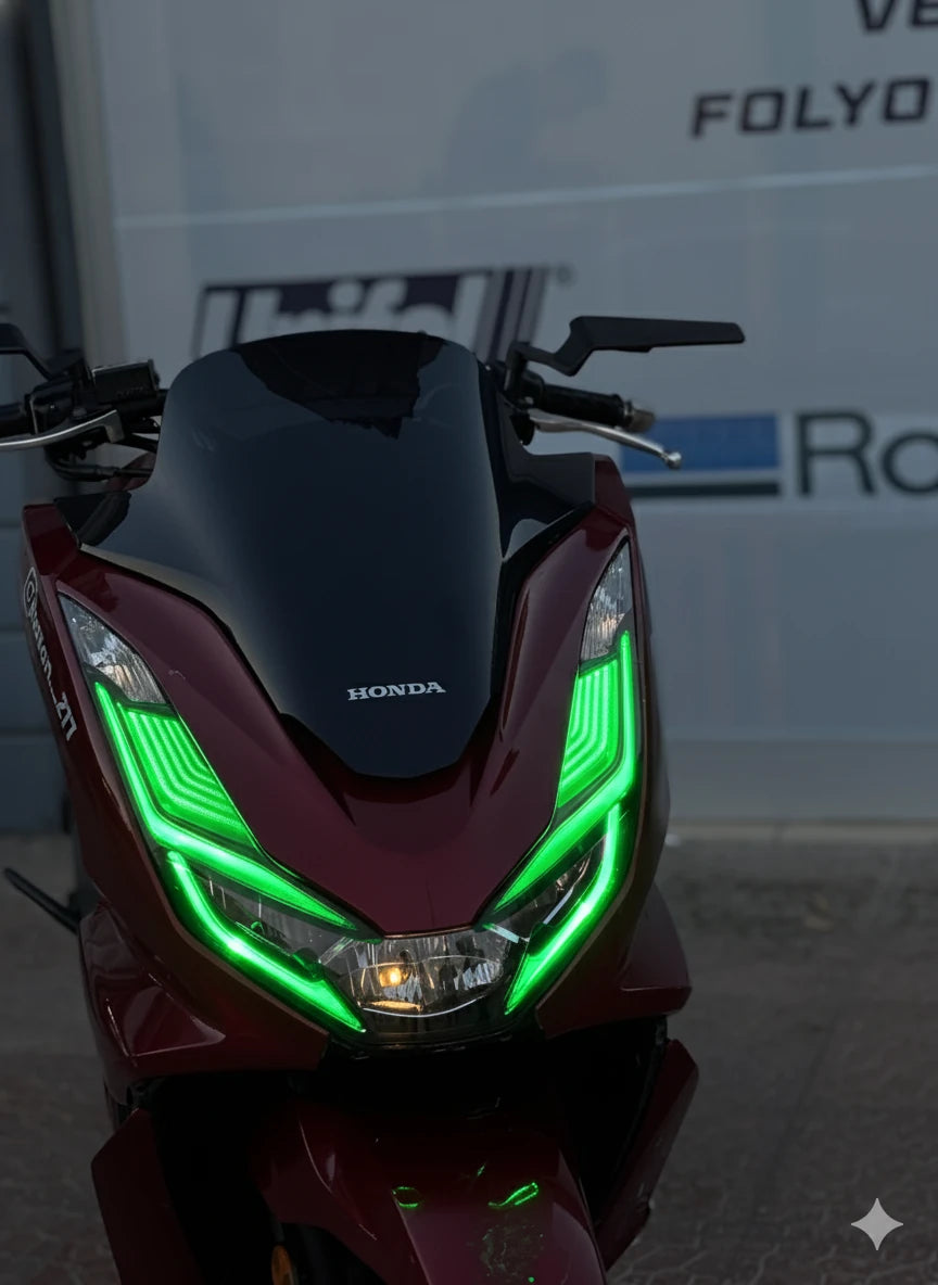 Honda PCX için Yeşil Renk Full Kaplamalı Far Tasarım Film Sticker