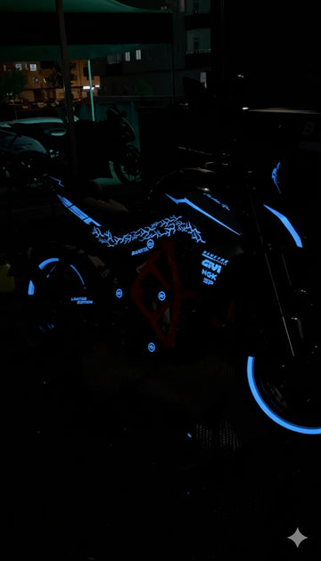 CFMOTO NK250 için Reflektörlü Mavi Komple Sticker Seti