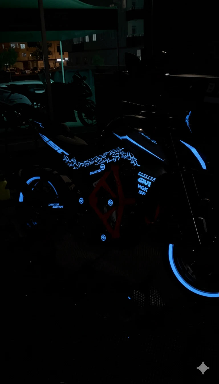 CFMOTO NK250 için Reflektörlü Mavi Komple Sticker Seti