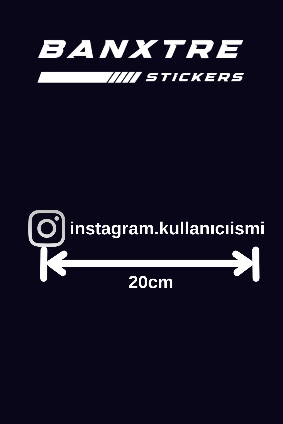 Motosiklet ve Kask için İnstagram Kullanıcı İsmi Beyaz Renk 20CM