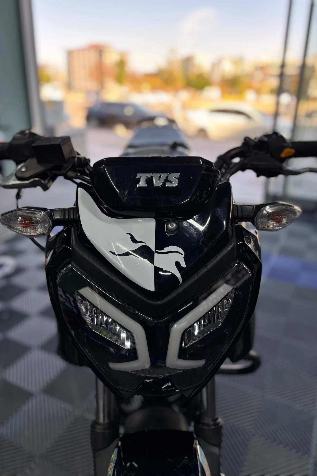 TVS Raider 125 için Beyaz Renk At Desenli Kafa Sticker Etiket