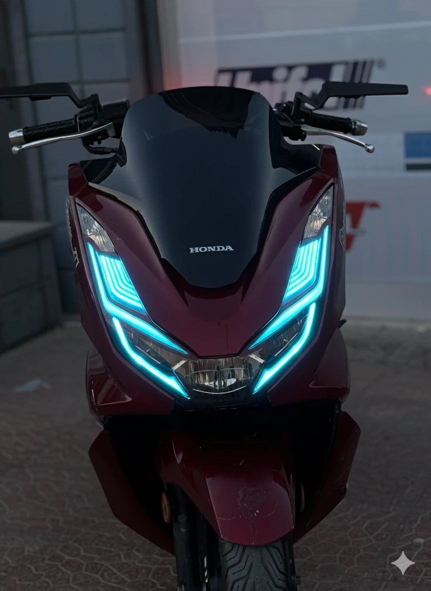 Honda PCX için Açık Mavi Far Tasarım Film Sticker Seti