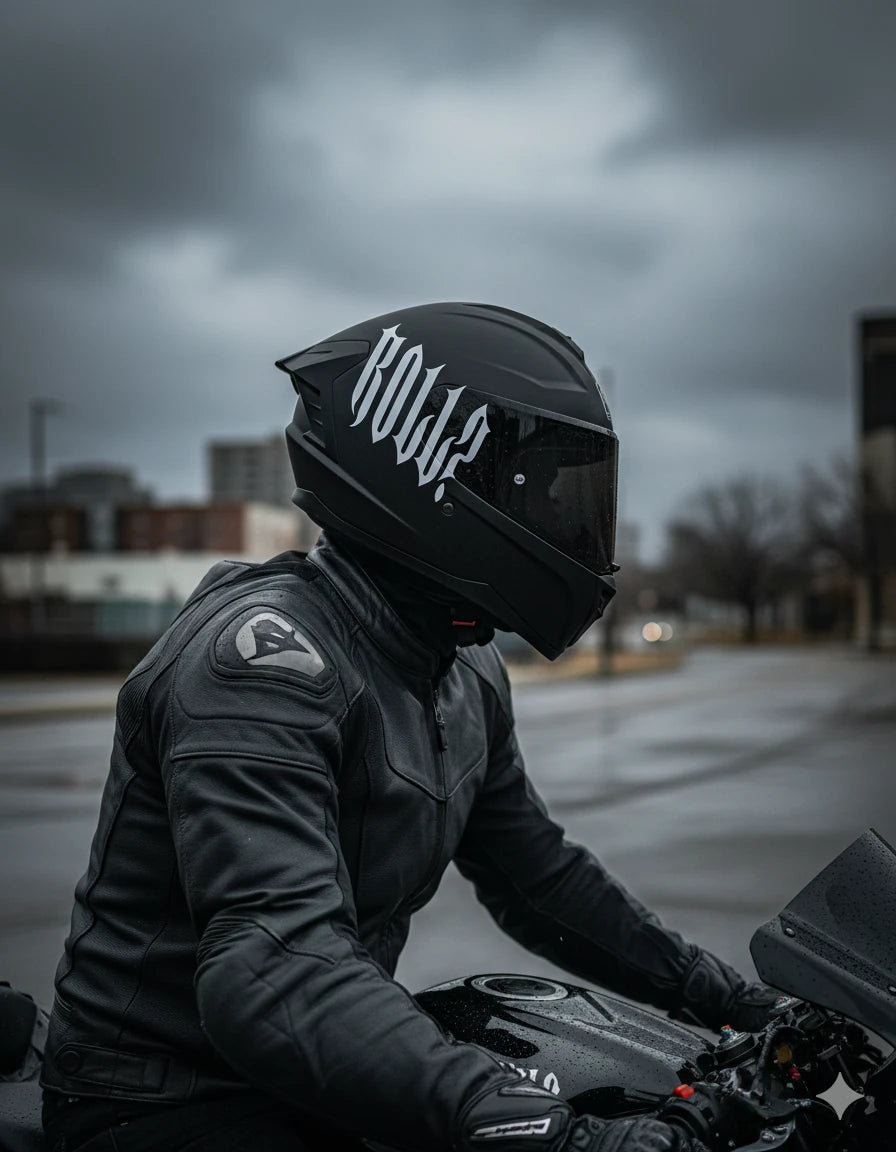 Kask için Gotik Yazı Tipiyle ROLL Yazılı Sticker Etiket (1 Adet )