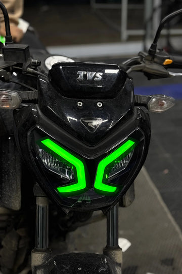 TVS Raider 125 için Yeşil Renk Far Tasarım Film Sticker