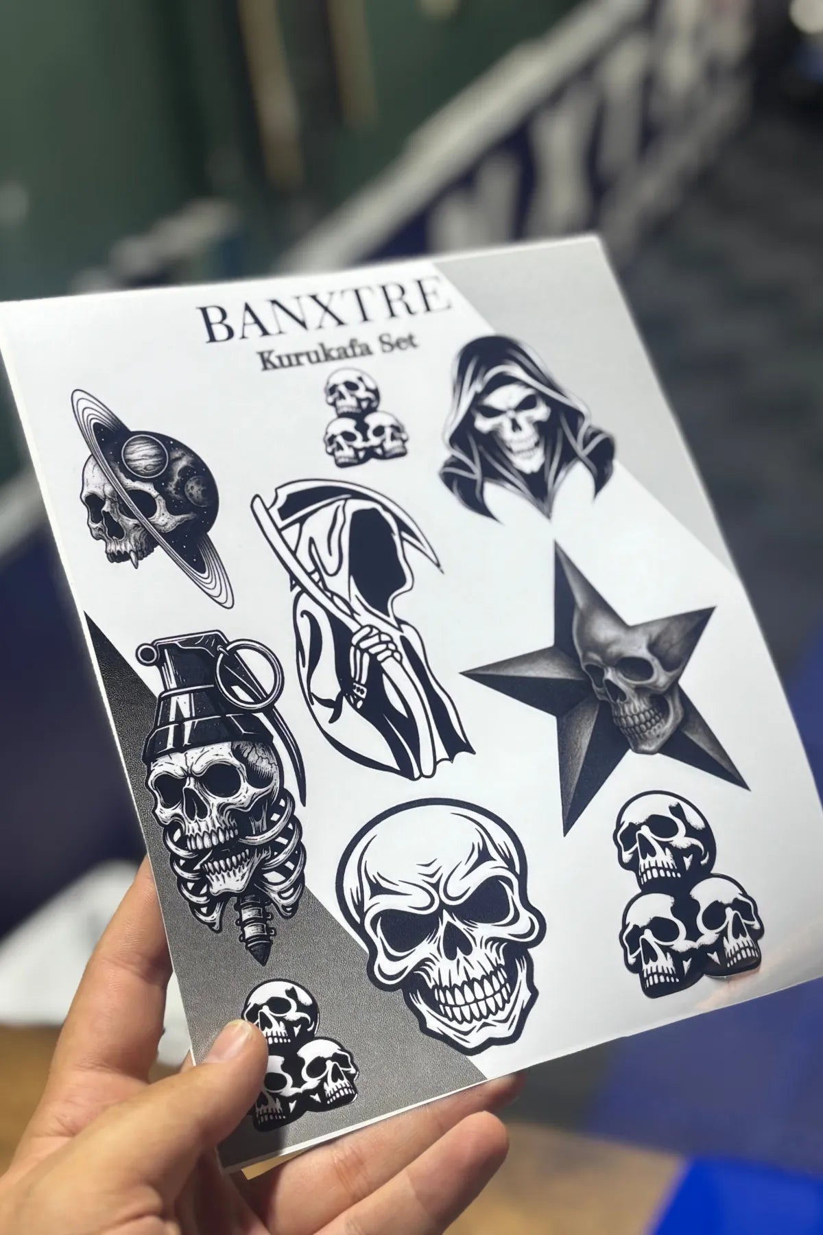 Motosiklet-Laptop ve Kask için Kurukafa A4 Sticker Pack