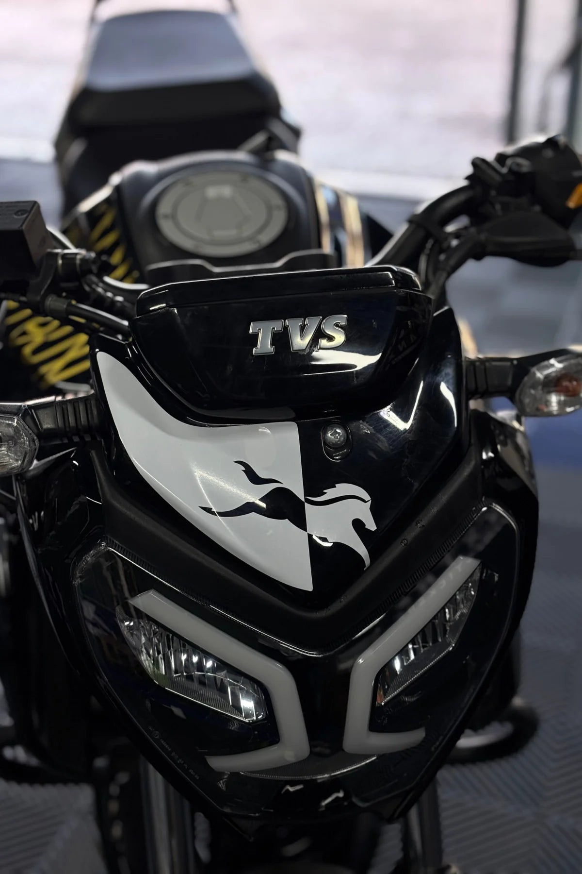 TVS Raider 125 için Beyaz Renk At Desenli Kafa Sticker Etiket