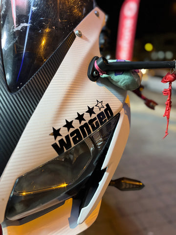 Motosiklet ve Kask için Siyah Renk Wanted Eksik Yıldız Sticker