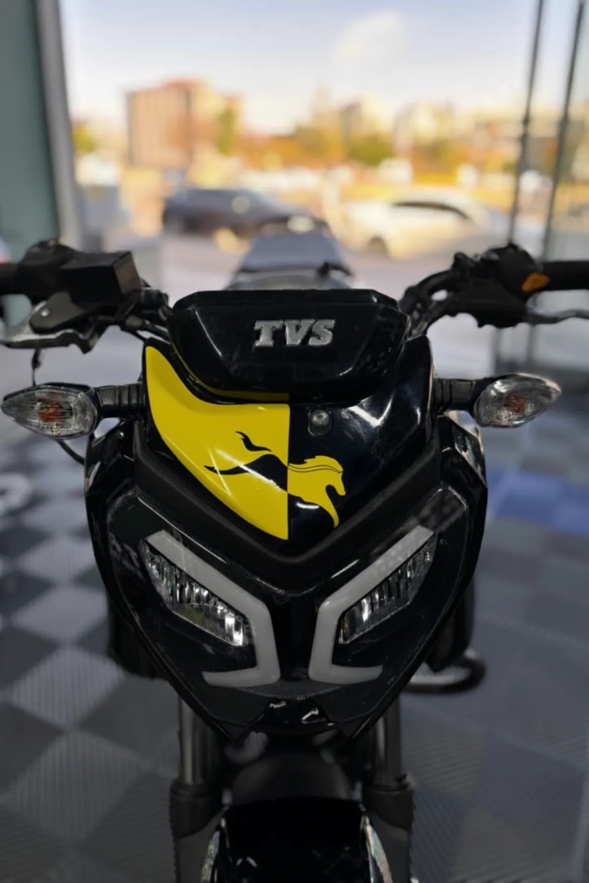 TVS Raider için Sarı At Logolu Kafa Detay Sticker Etiket